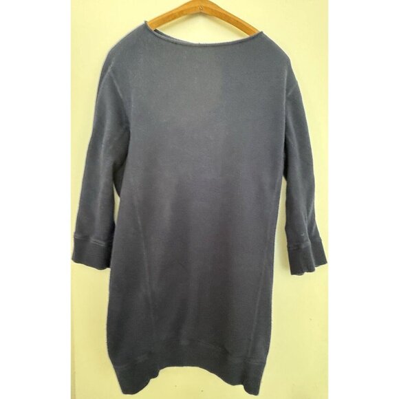Vince Women Navy Brushed Cotton Oversized Mini Sweater Dress Small Roll Neck - Picture 1 of 10